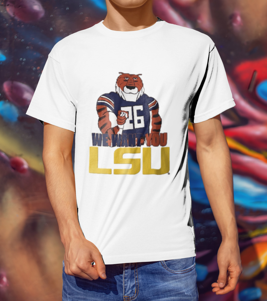 LSU Tigers We Want You Number 26 Mascot Pointing T-Shirt