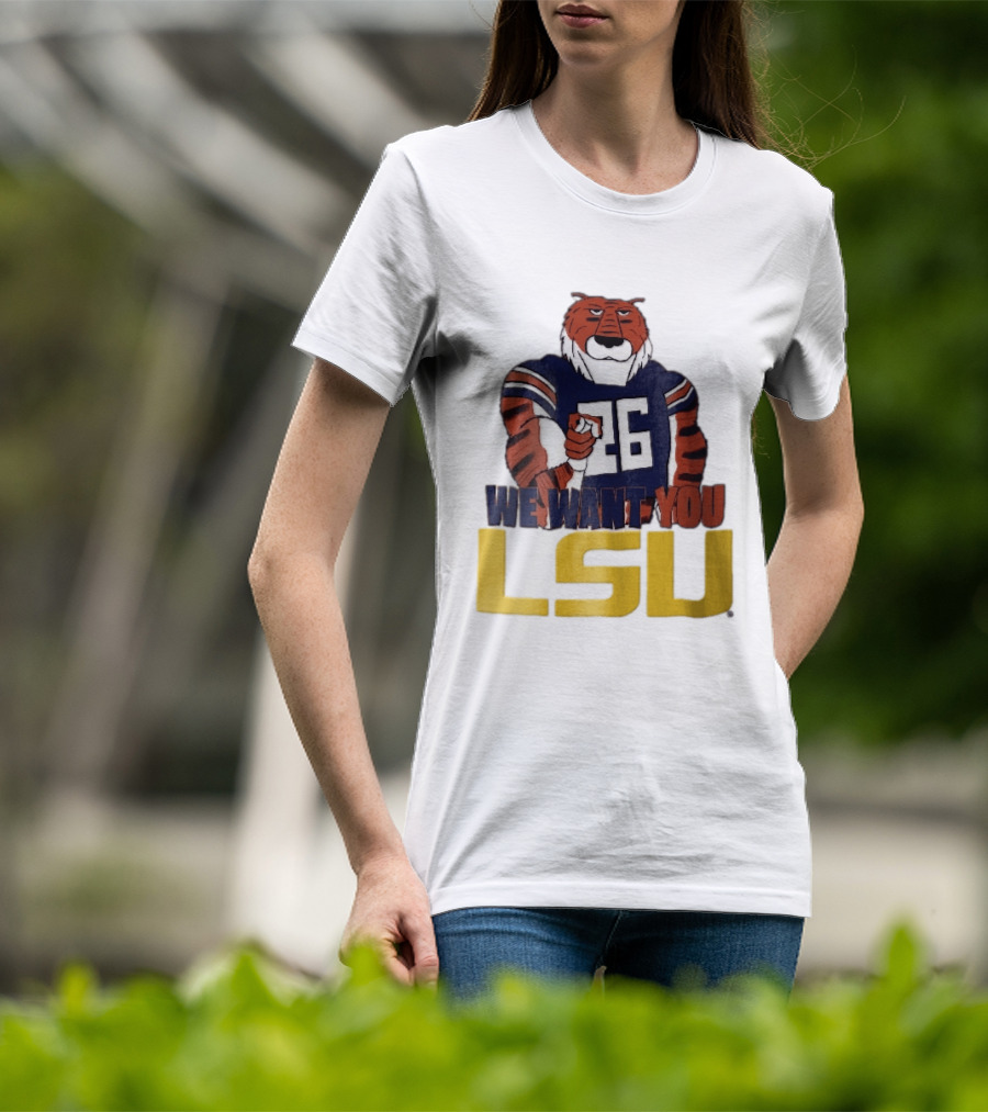 LSU Tigers We Want You Number 26 Mascot Pointing T-Shirt