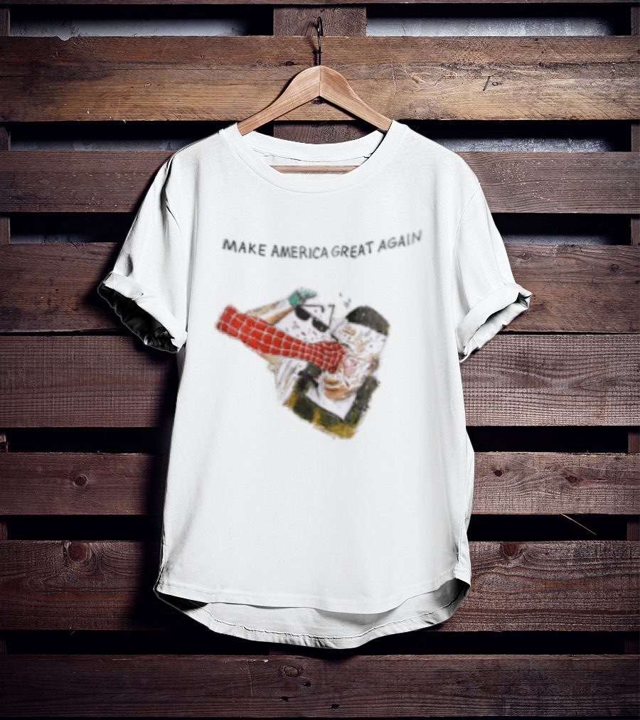 Make America Great Again Spider Man Punching Political Caricature T-Shirt