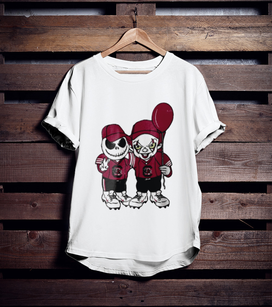 South Carolina Gamecocks NCAA Jack Skellington Pennywise Red Balloon Cartoon T-Shirt