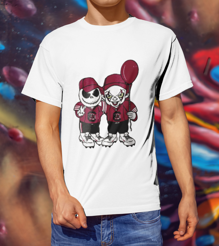 South Carolina Gamecocks NCAA Jack Skellington Pennywise Red Balloon Cartoon T-Shirt