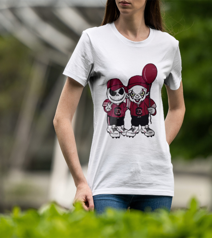 South Carolina Gamecocks NCAA Jack Skellington Pennywise Red Balloon Cartoon T-Shirt