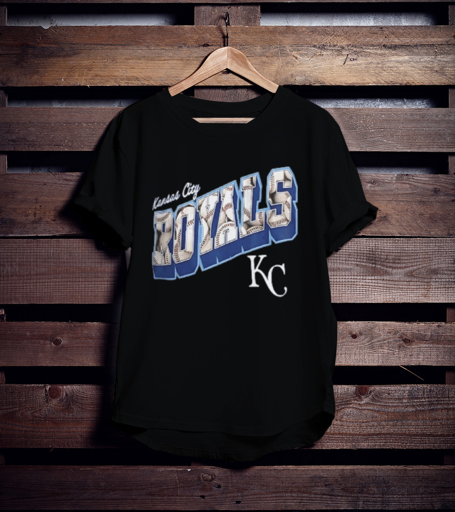 Kansas City Royals Baseball 3D Block KC T-Shirt