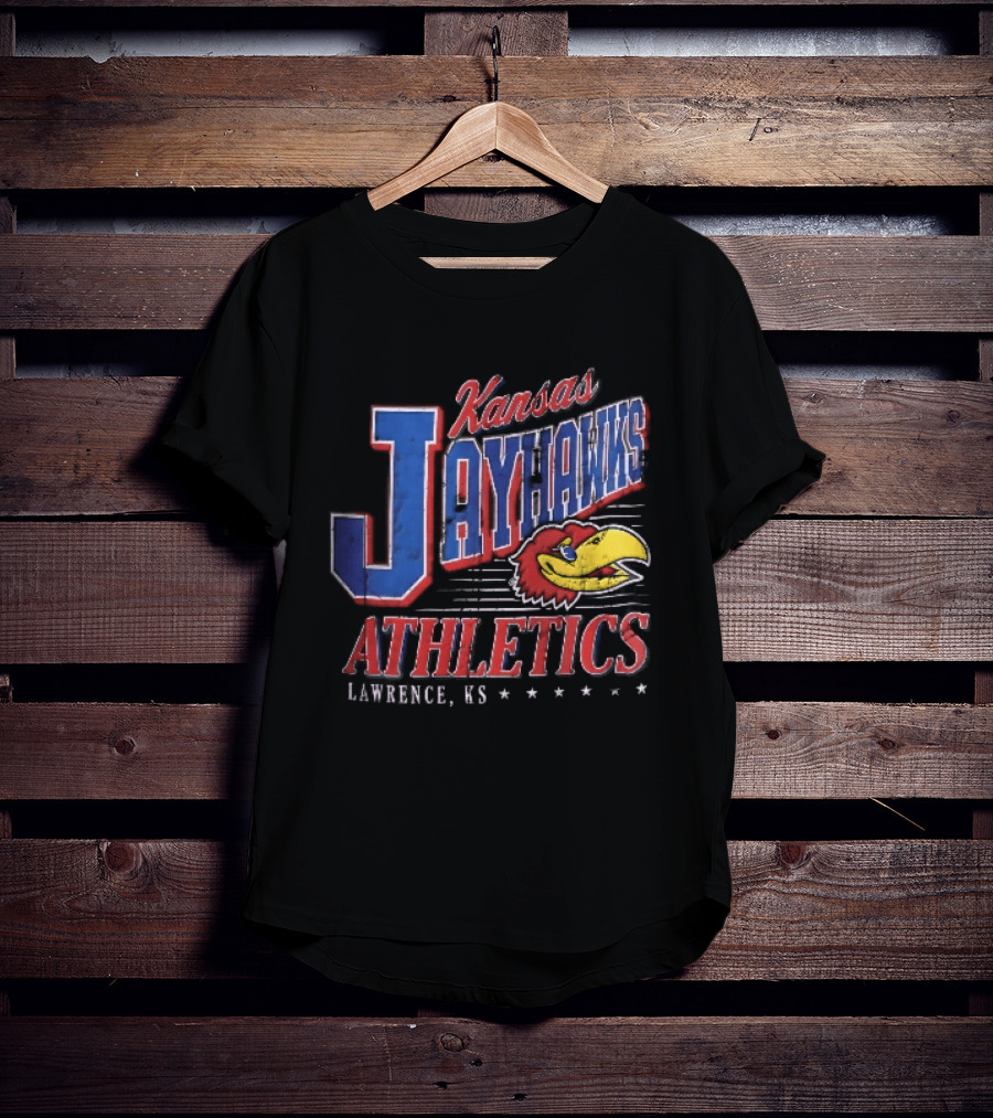 Kansas Jayhawks Athletics Lawrence KS Distressed Bird Head Stars T-Shirt