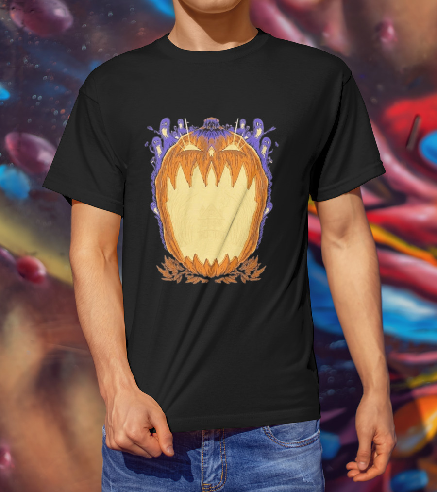 Pumpkin Ghost Haunted House Halloween Spooky Jack O' Lantern T-Shirt