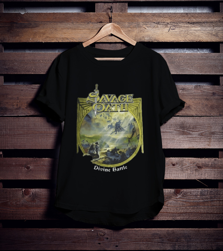 Savage Oath Divine Battle Ghostly Cavalry And Wounded Kneeling Knight T-Shirt