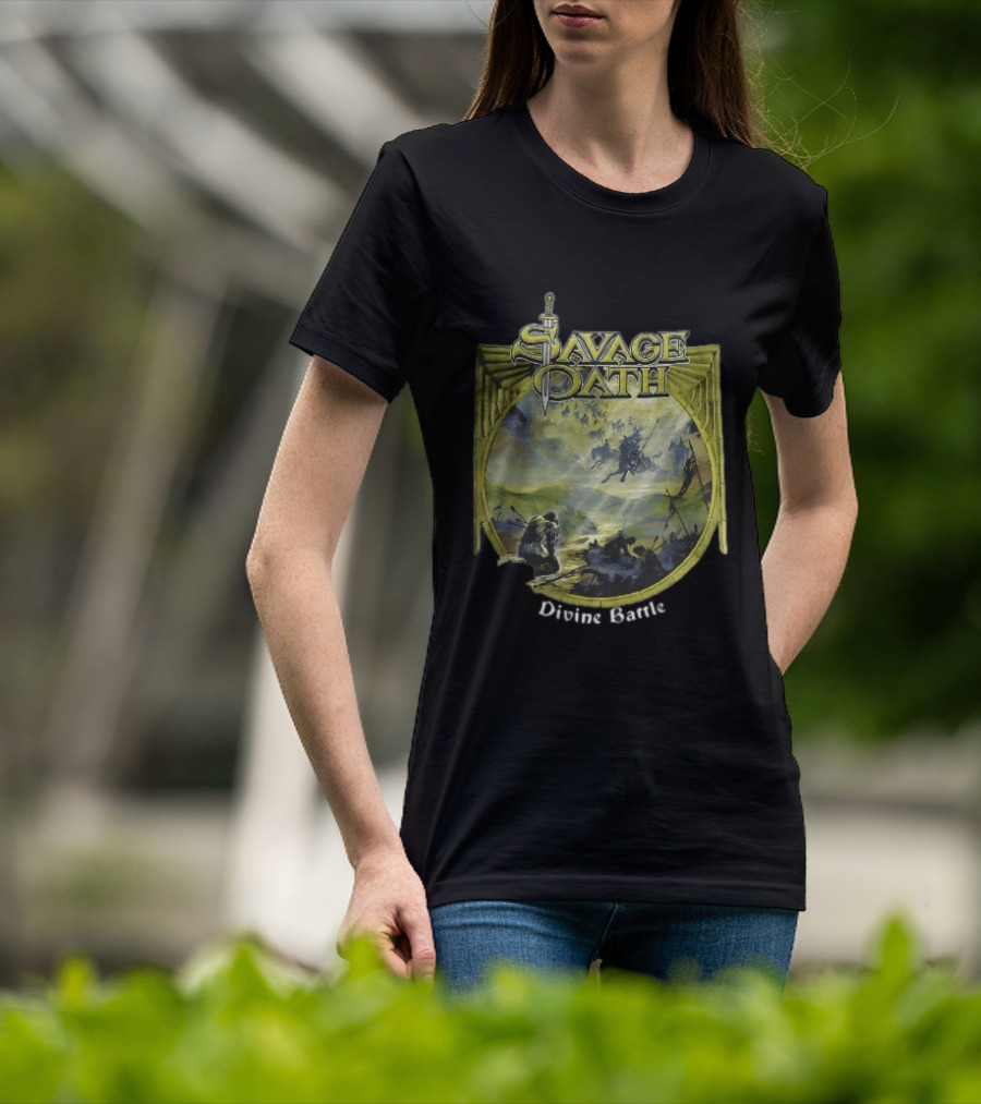 Savage Oath Divine Battle Ghostly Cavalry And Wounded Kneeling Knight T-Shirt