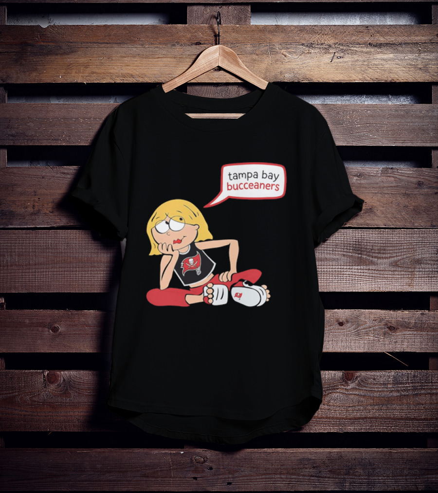 Tampa Bay Buccaneers Cartoon Blonde Girl Speech Bubble Red Pants T-Shirt