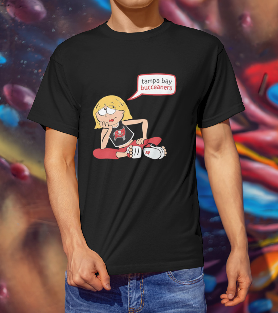 Tampa Bay Buccaneers Cartoon Blonde Girl Speech Bubble Red Pants T-Shirt