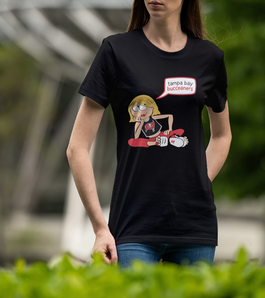 Tampa Bay Buccaneers Cartoon Blonde Girl Speech Bubble Red Pants T-Shirt