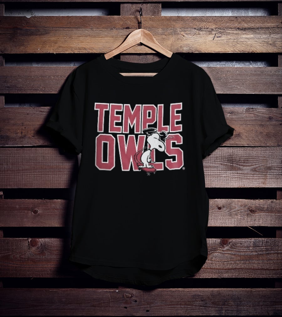 Temple Owls NCAA Snoopy Skateboarding Sunglasses T-Shirt