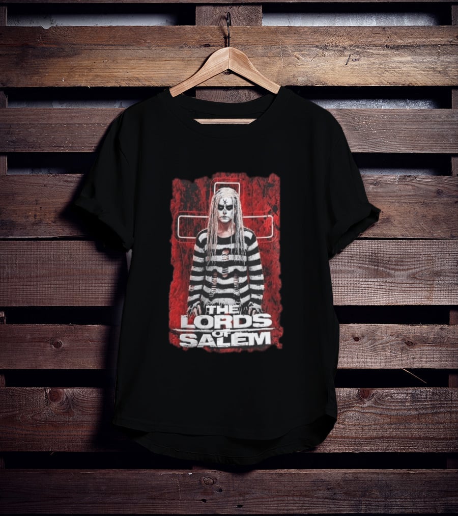 The Lords Of Salem Striped Dreadlocks Face Paint Inverted Cross T-Shirt