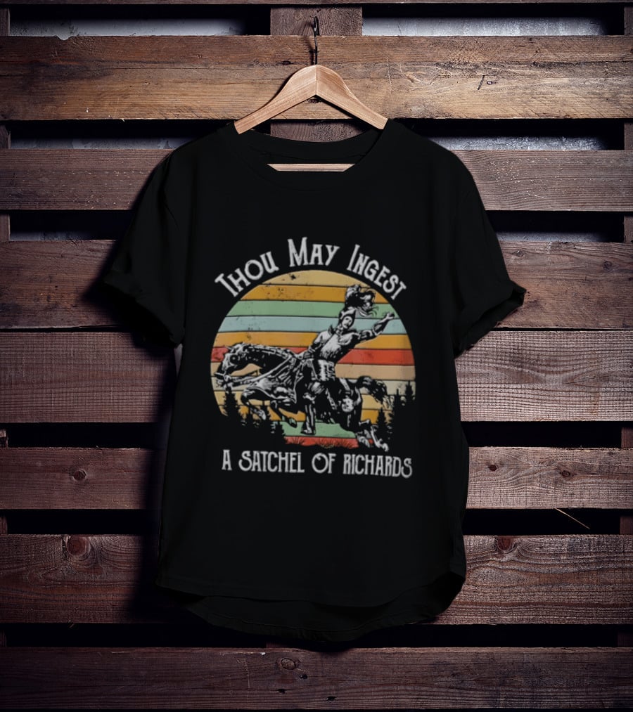 Thou May Ingest A Satchel Of Richards Knight On Horseback Retro Vintage Stripes T-Shirt