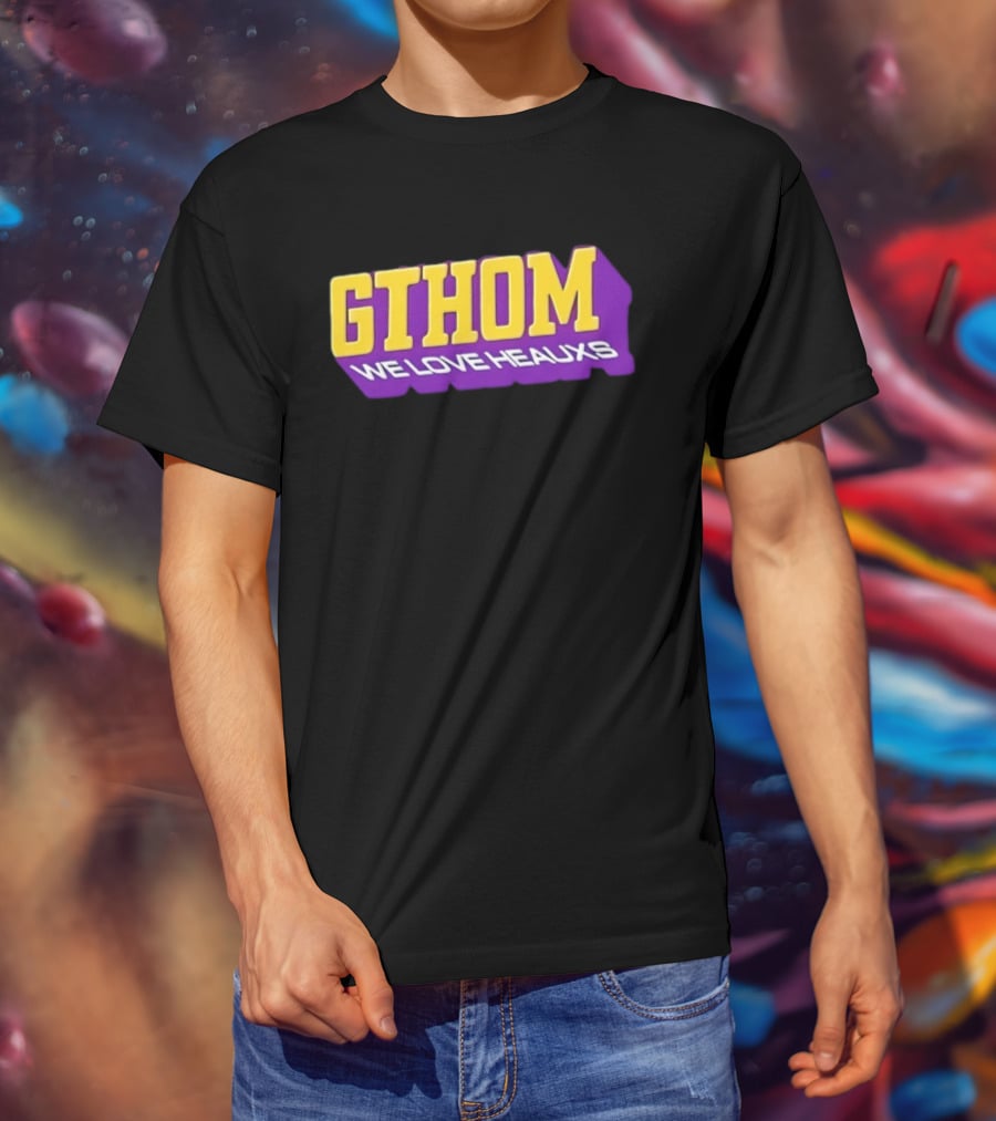 GTHOM We Love Heauxs Purple And Yellow Block Letters T-Shirt