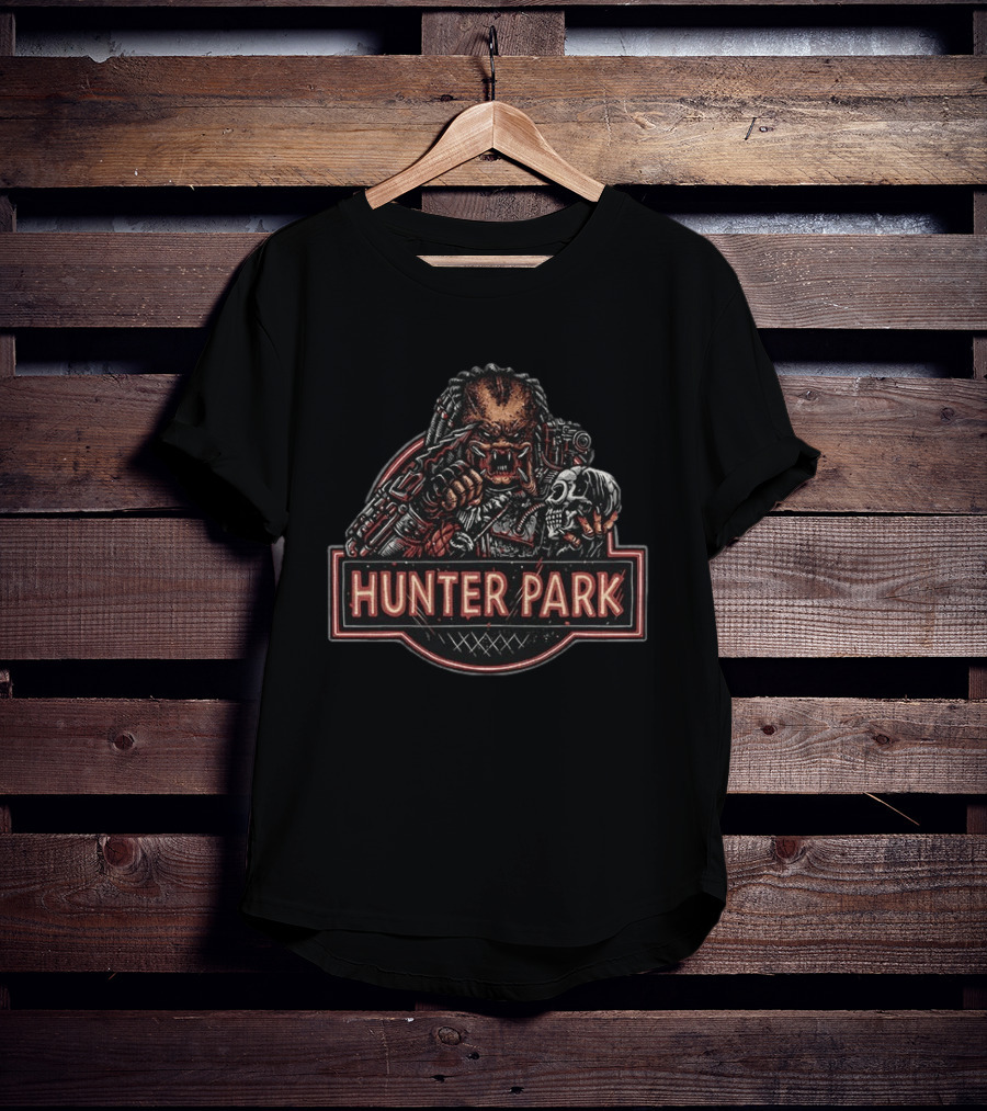 HUNTER PARK Predator Skull Hunter Battle Warrior T-Shirt