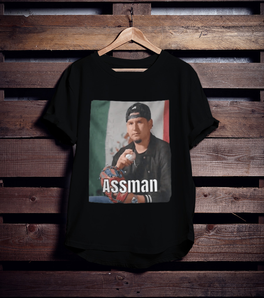 Assman Baseball Pitcher Holding Ball With Mexican Flag T-Shirt