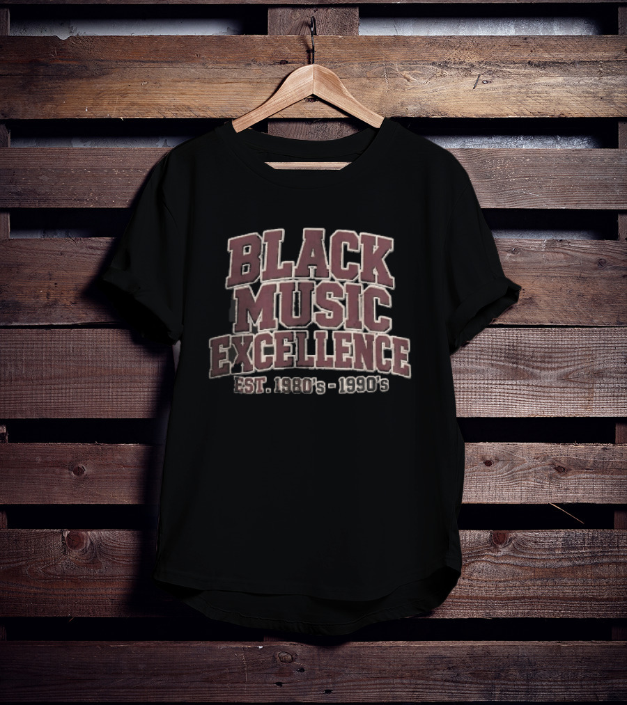 Black Music Excellence EST 1980s 1990s Varsity Block Lettering T-Shirt