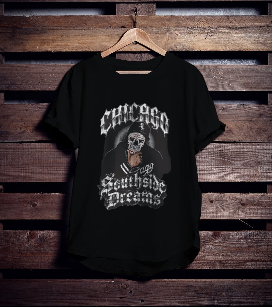 Chicago White Sox Southside Dreams Skull Mask Hooded Figure Barbed Wire T-Shirt