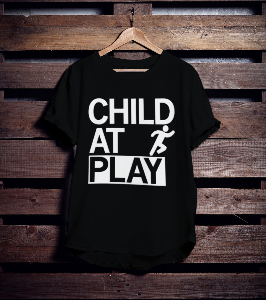 Child At Play Text With Running Figure T-Shirt