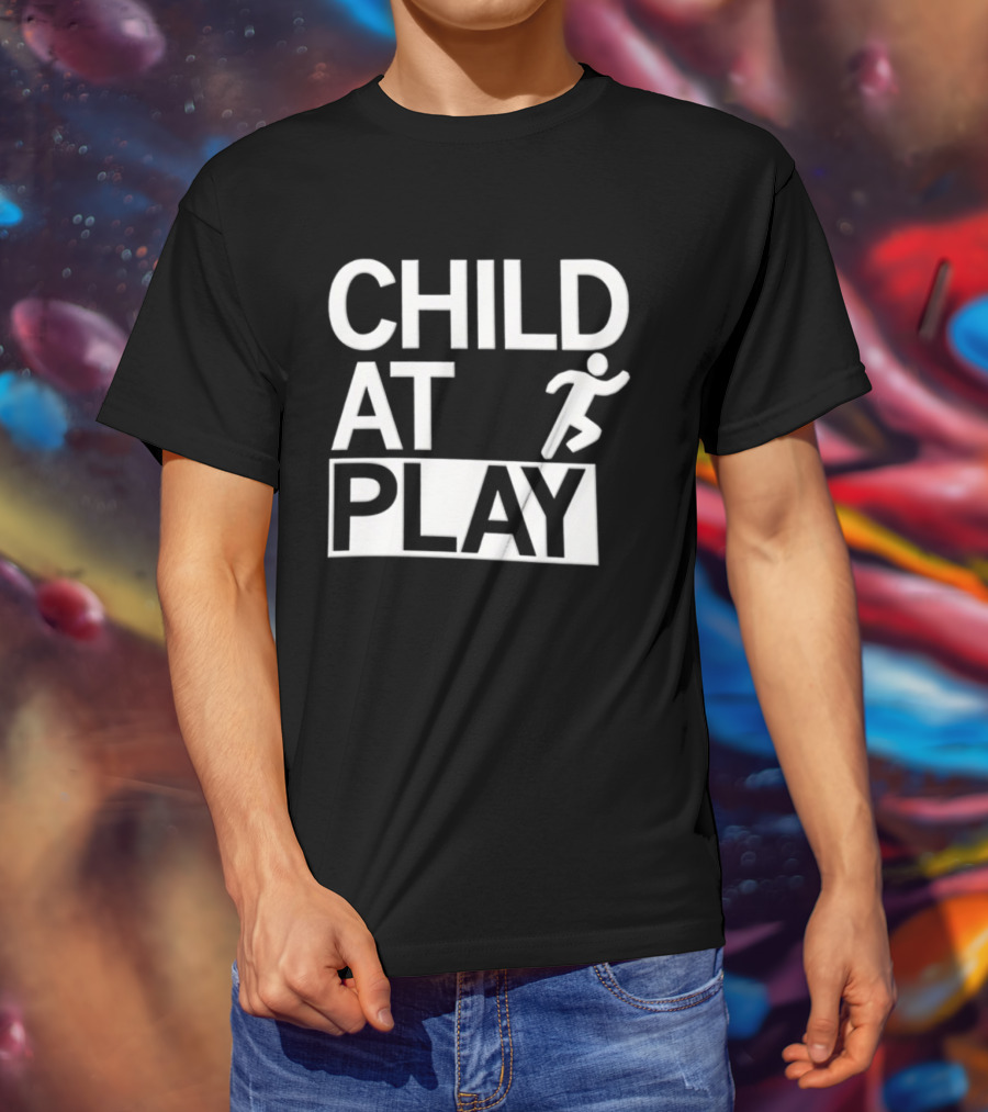 Child At Play Text With Running Figure T-Shirt