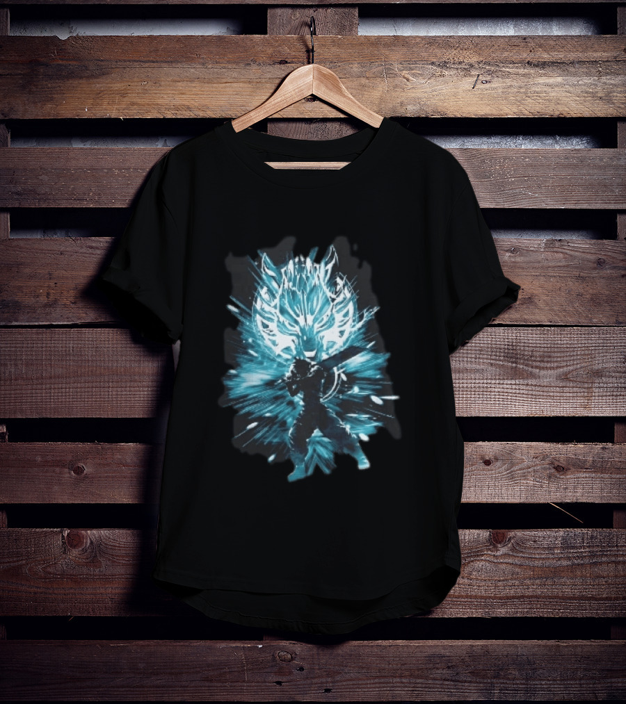Cloud Strife Buster Sword Wolf Blue Energy Burst T-Shirt