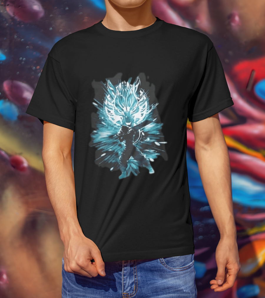 Cloud Strife Buster Sword Wolf Blue Energy Burst T-Shirt
