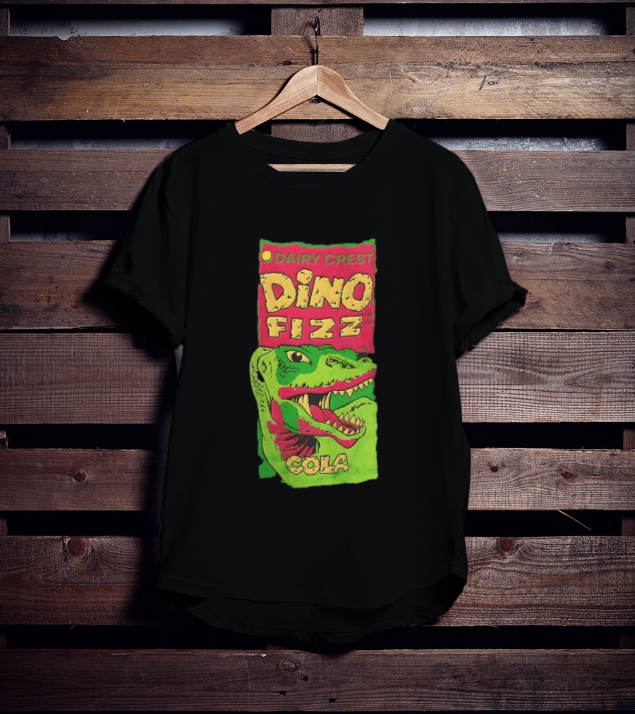 Dairy Crest Dino Fizz Cola Green Dinosaur Open Mouth Red T-Shirt