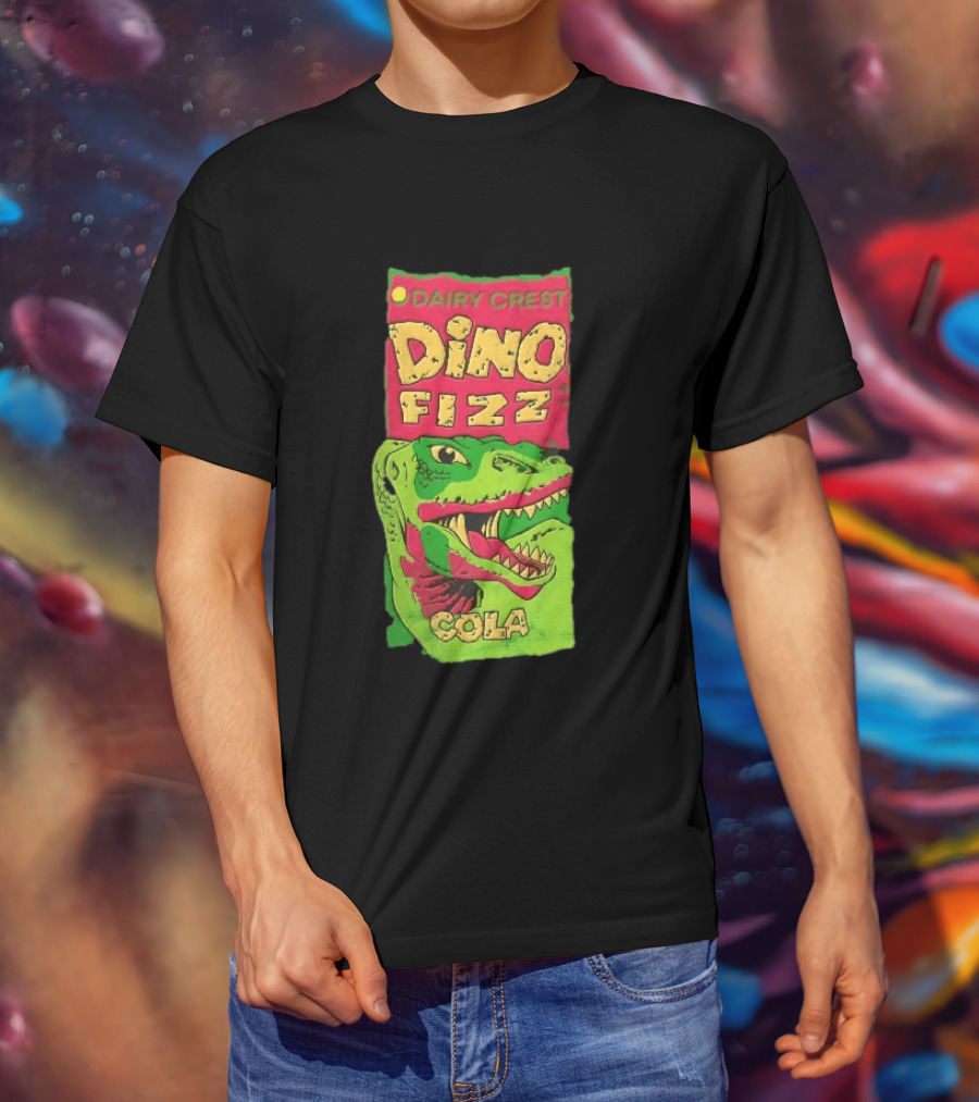 Dairy Crest Dino Fizz Cola Green Dinosaur Open Mouth Red T-Shirt