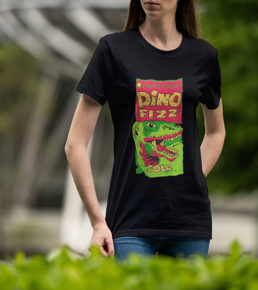 Dairy Crest Dino Fizz Cola Green Dinosaur Open Mouth Red T-Shirt