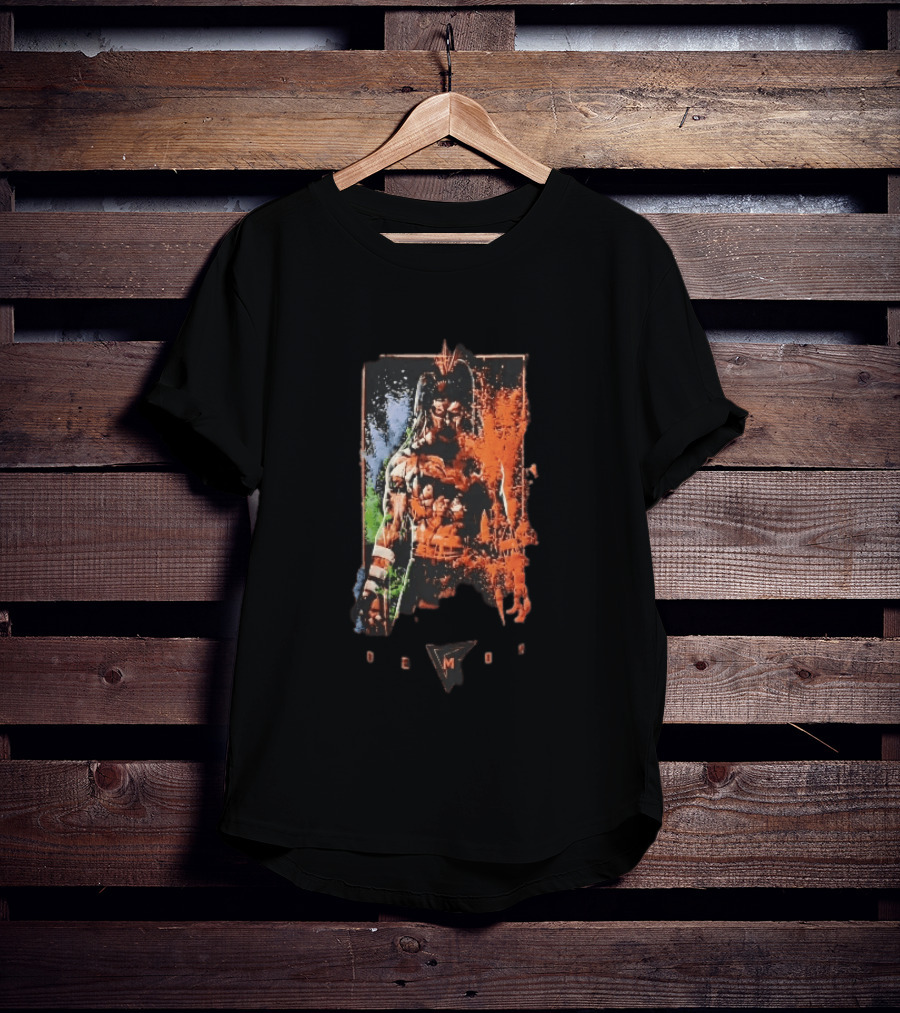 Demon Masked Warrior Orange Splatter Bodypaint Art 3000 T-Shirt
