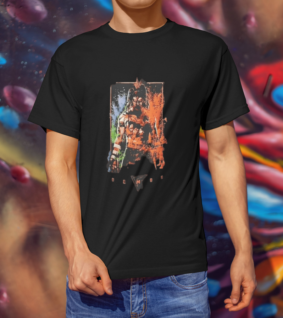Demon Masked Warrior Orange Splatter Bodypaint Art 3000 T-Shirt