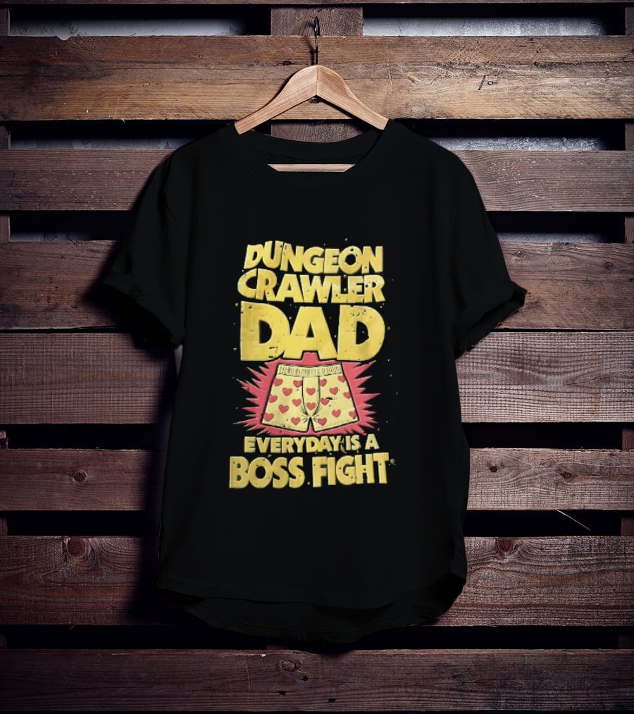 Dungeon Crawler Dad Everyday Is A Boss Fight Heart Boxer Shorts Spiky Starburst T-Shirt