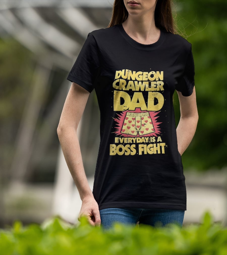 Dungeon Crawler Dad Everyday Is A Boss Fight Heart Boxer Shorts Spiky Starburst T-Shirt