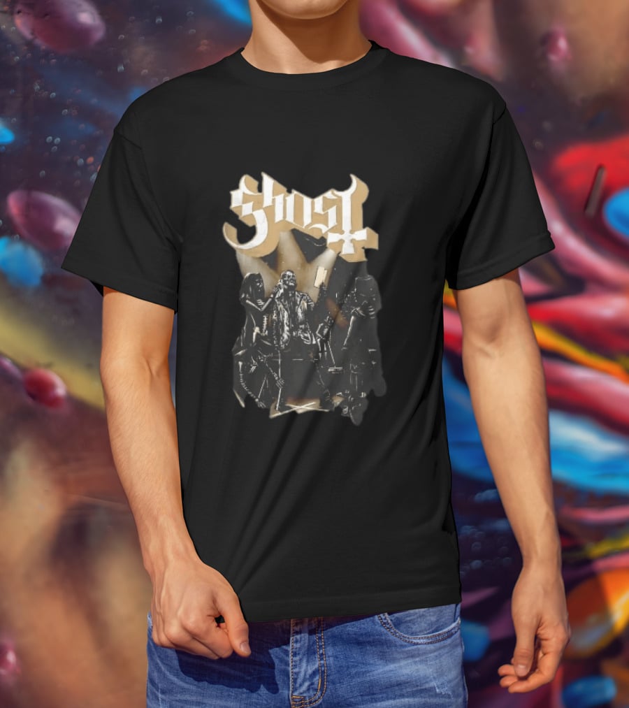 Ghost Skeleton Crew Holding Book Stage Spotlights T-Shirt
