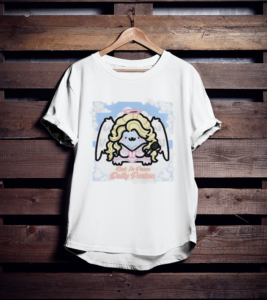 Angel Kitten Rest In Peace Dolly Parton Wings Halo Clouds T-Shirt