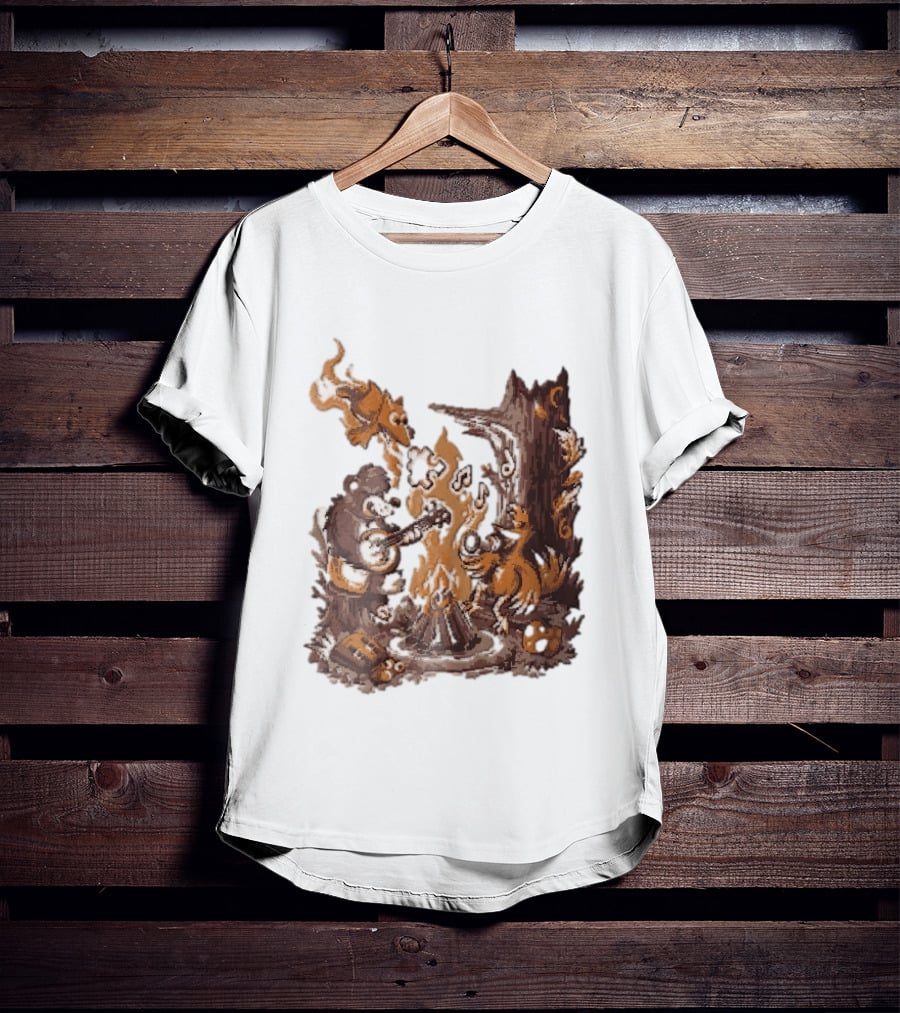 Banjo Kazooie Bear And Bird Music Campfire Jiggy Pixel T-Shirt