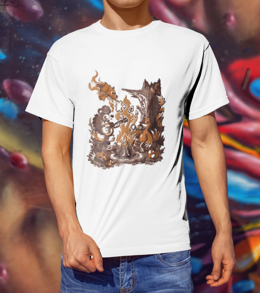 Banjo Kazooie Bear And Bird Music Campfire Jiggy Pixel T-Shirt
