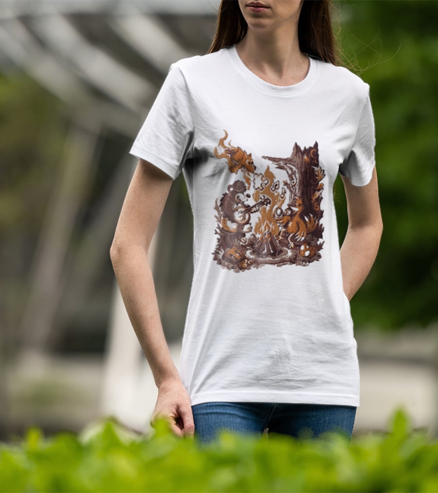 Banjo Kazooie Bear And Bird Music Campfire Jiggy Pixel T-Shirt