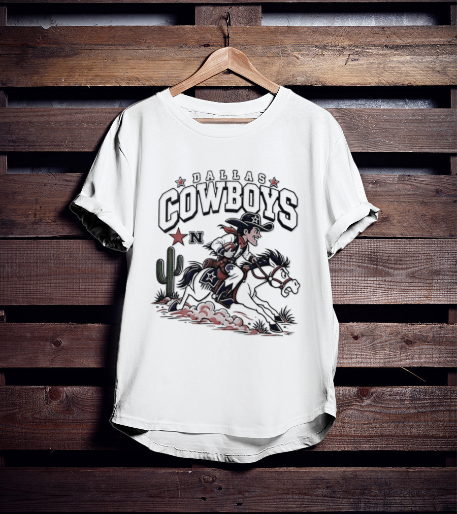 Dallas Cowboys Rider With Horse And Cactus Scene T-Shirt