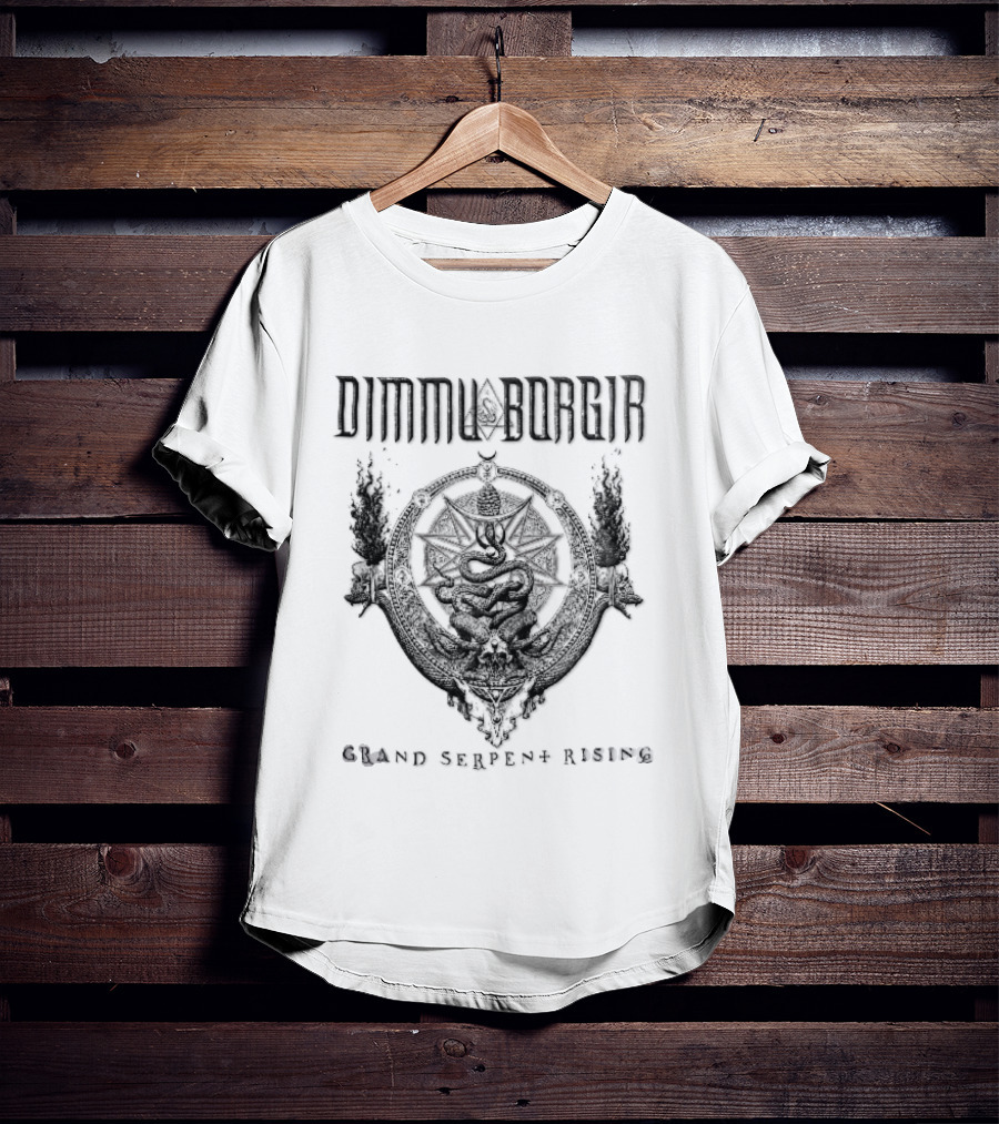 Dimmu Borgir Grand Serpent Rising Coiled Snake Horned Skull Occult Black Metal Band T-Shirt