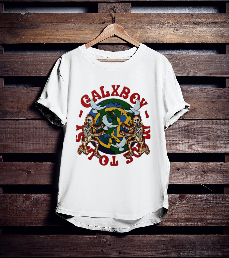 Galxboy Systms Toys Flaming Skeletons With Doves Peace T-Shirt
