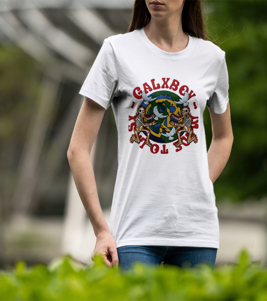 Galxboy Systms Toys Flaming Skeletons With Doves Peace T-Shirt