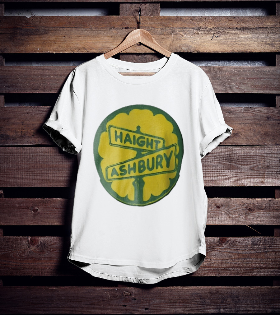Haight Ashbury Street Sign Yellow Flower T-Shirt