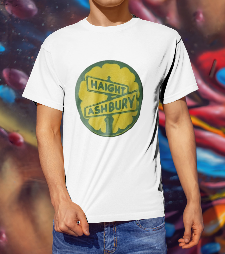 Haight Ashbury Street Sign Yellow Flower T-Shirt