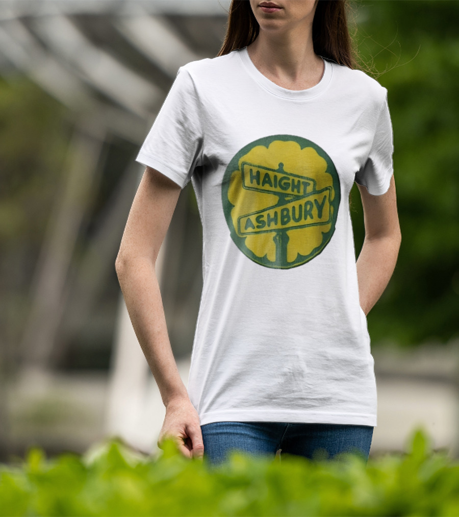 Haight Ashbury Street Sign Yellow Flower T-Shirt