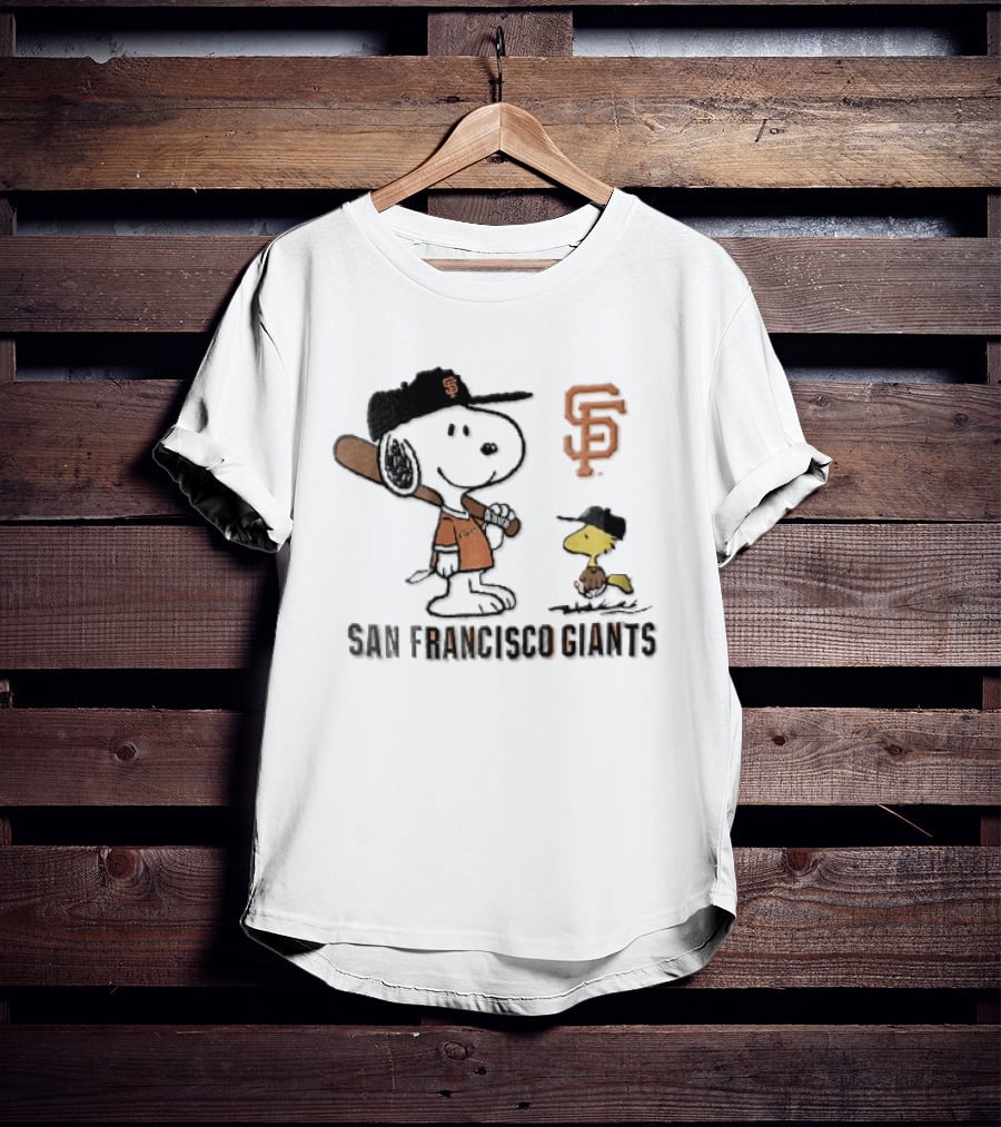 San Francisco Giants Snoopy Woodstock Cartoon Baseball MLB T-Shirt