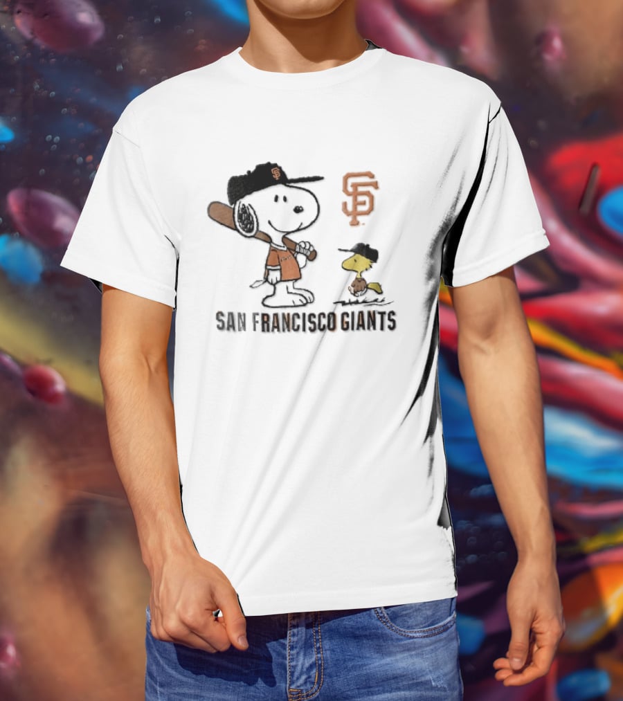 San Francisco Giants Snoopy Woodstock Cartoon Baseball MLB T-Shirt