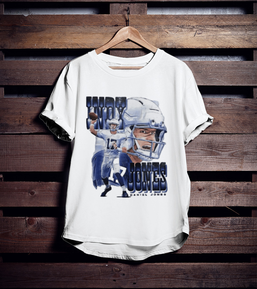 Indy Jones Football Quarterback Throwing Action Close Up Helmet T-Shirt