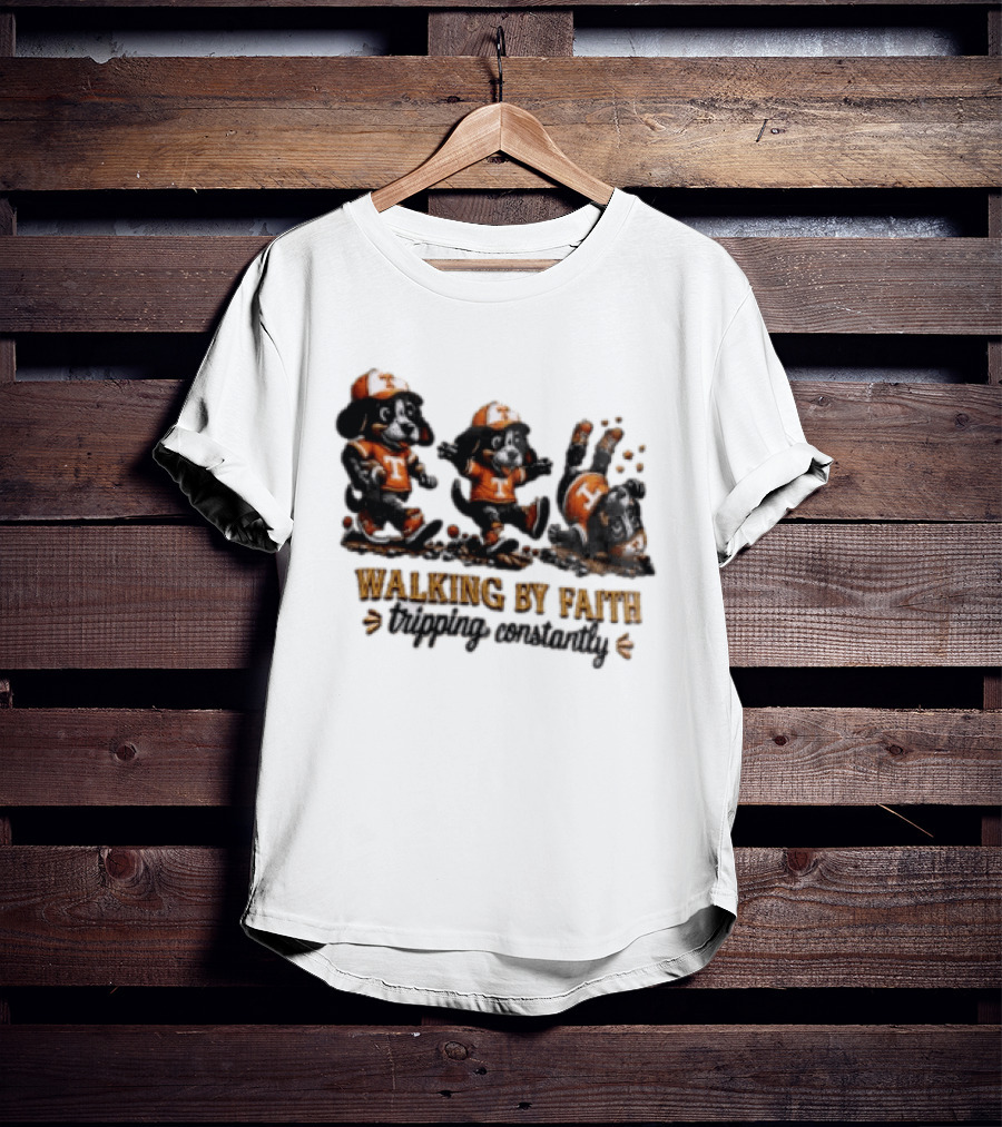 Tennessee Volunteers Walking By Faith Tripping Constantly Puppy T-Shirt