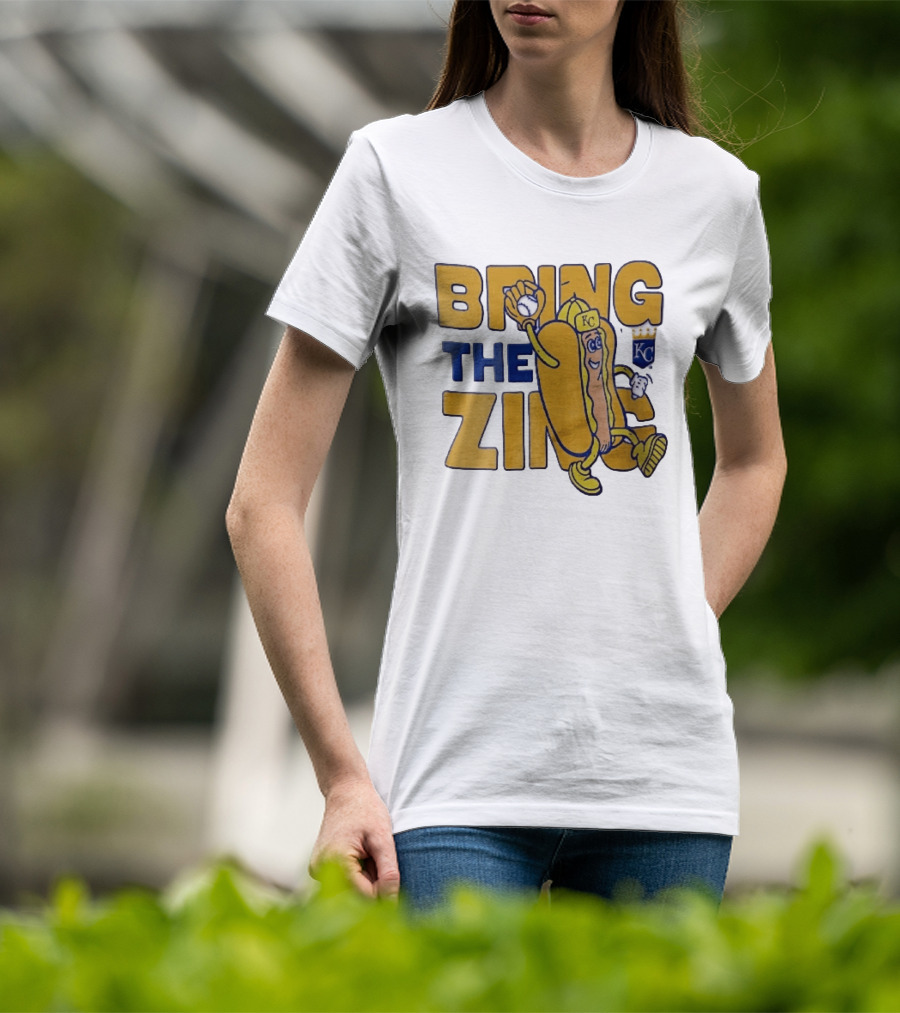 Kansas City Royals Bring The Zing Cartoon Hot Dog KC Baseball Glove T-Shirt